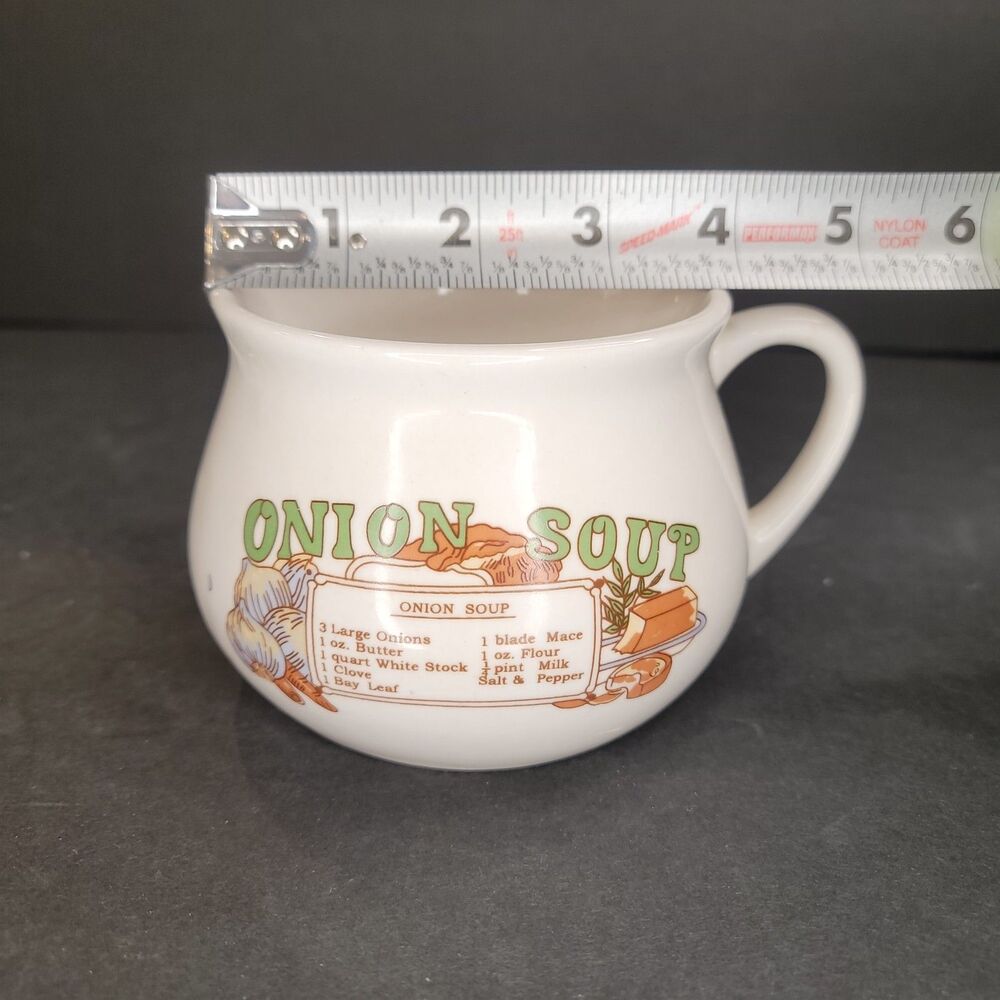 Vintage Ceramic Onion Soup Recipe Mug Bowl With Handle White - Picture 10 of 12